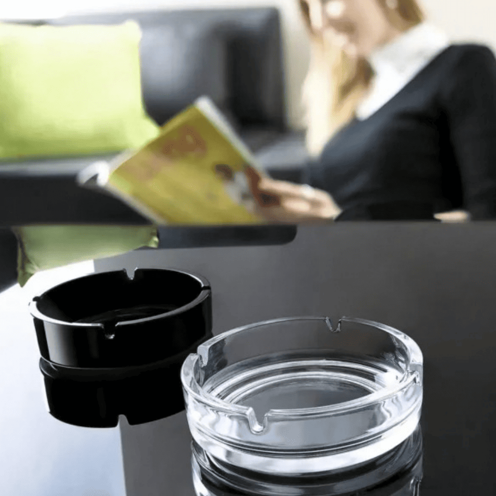 Cendrier en Verre NOIR, empilable