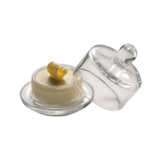 Beurrier rond de table (en verre) + couvercle Ø9 cm, H9cm