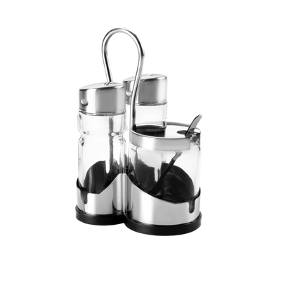 Set de 3 pièces : SEL POIVRE MOUTARDE + Socle