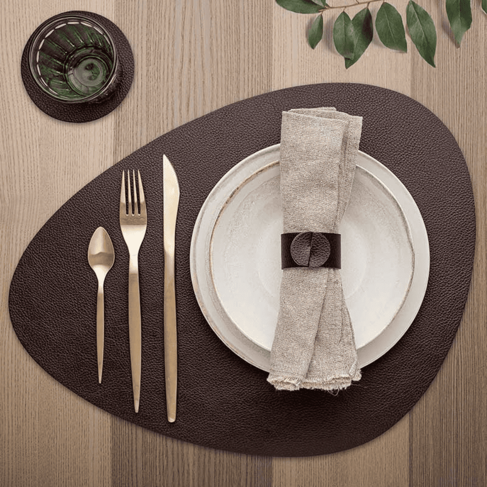 Set de Table (forme Ovale) 45x35cm CUIR ANTHRACITE